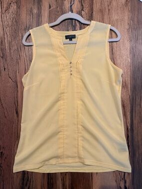 The Limited Yellow Sleeveless Pintuck V-Neck Camisole